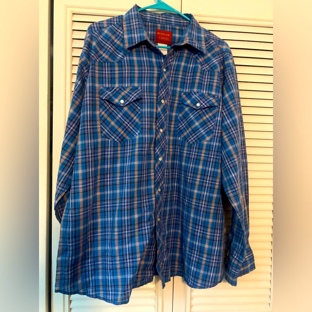 Vintage Rustler Longsleeve Pearl Snap Western Button Up Shirt Sz XL